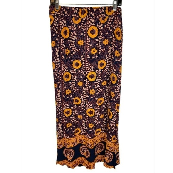 Earthbound Floral Peacock Elephant Print Skirt Deep Purple Gold size M / L - Picture 1 of 8